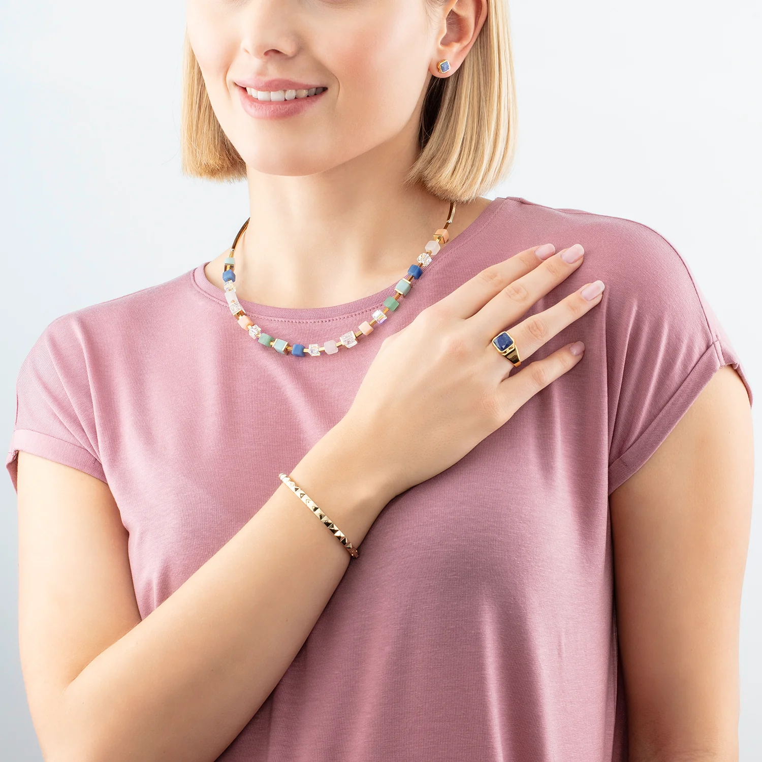 Ring Spikes Square Aventurine gold-blue - Image 4