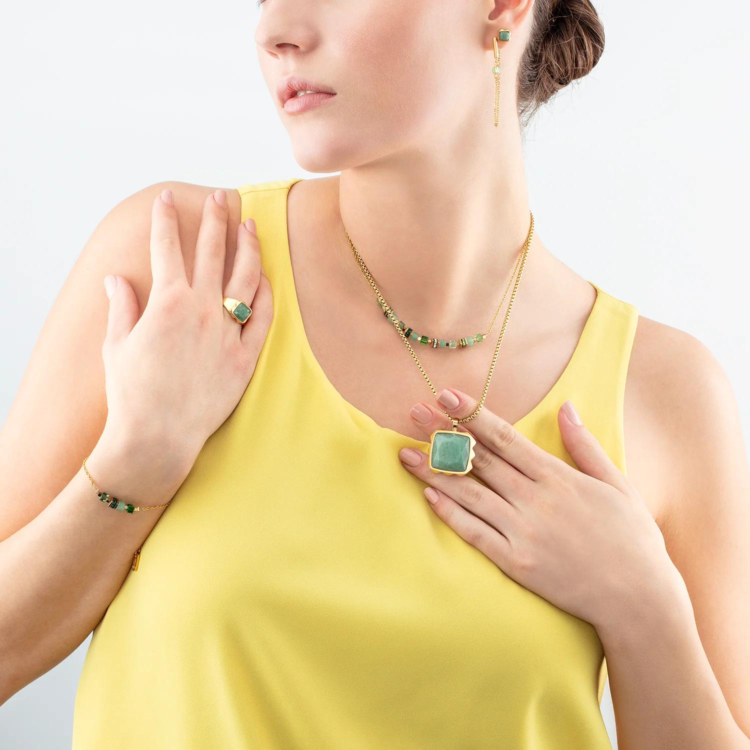 Ring Spikes Square Aventurine gold-green - Image 4
