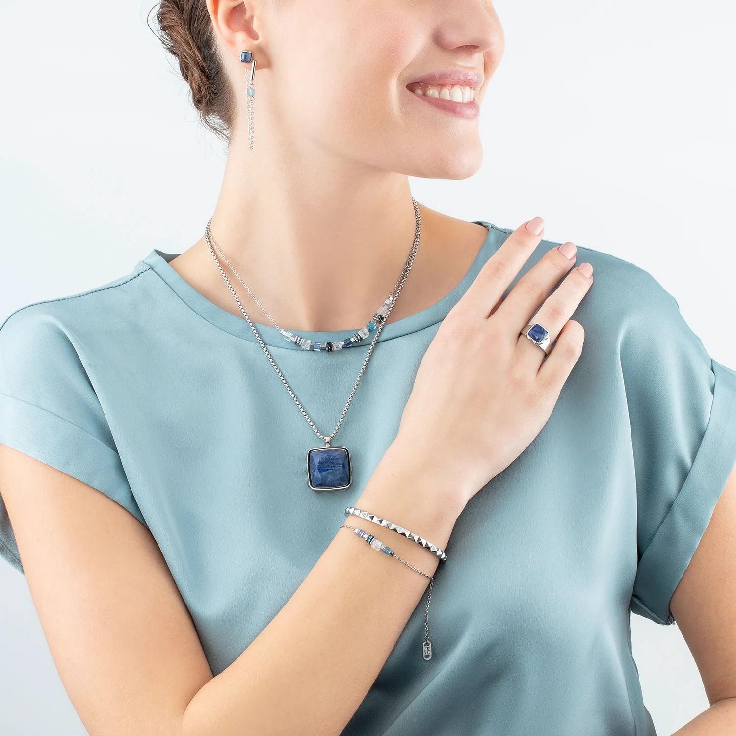 Ring Spikes Square Aventurine silver-blue - Image 4