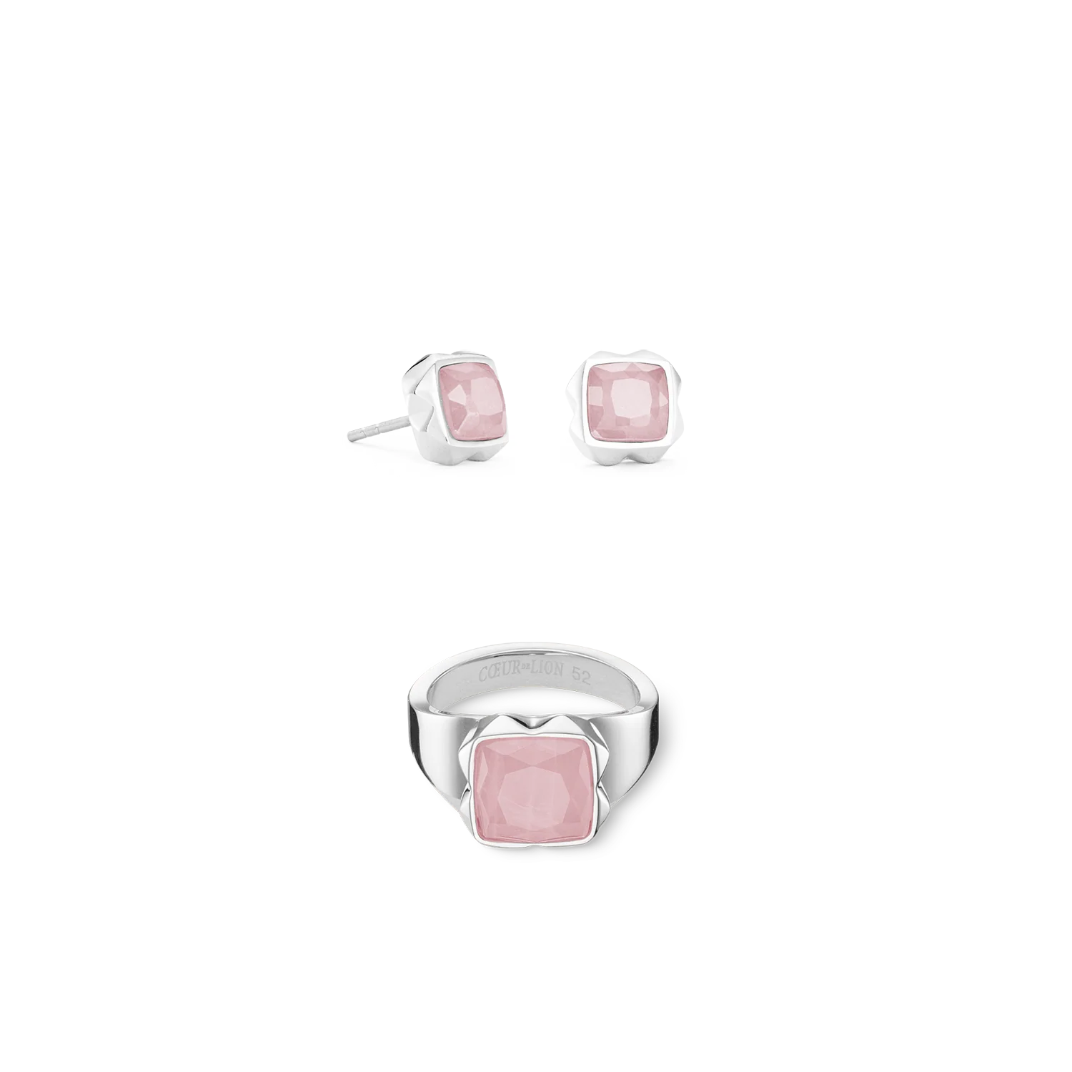 Ring Spikes Square Rose Quartz silver-pink - Image 3