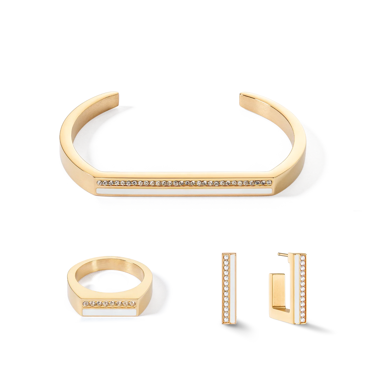 Bague Square Stripes or-blanc - Image 3