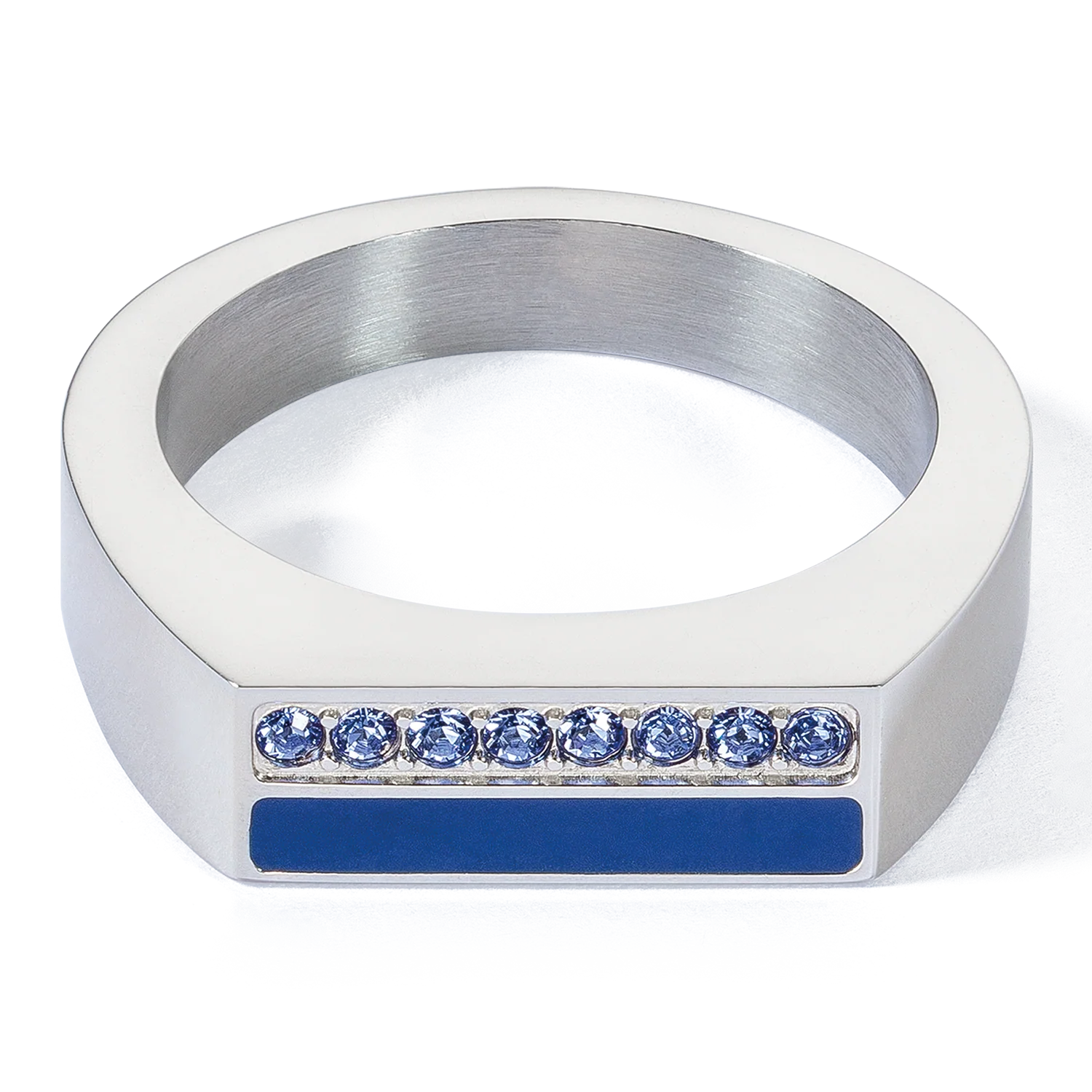 Ring Square Stripes silver-blue - Image 2