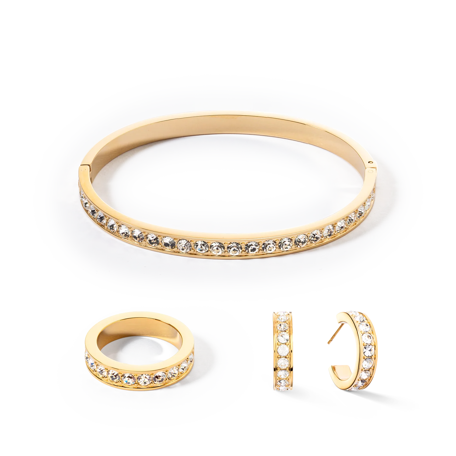 Ring stainless steel & crystals gold crystal - Image 3