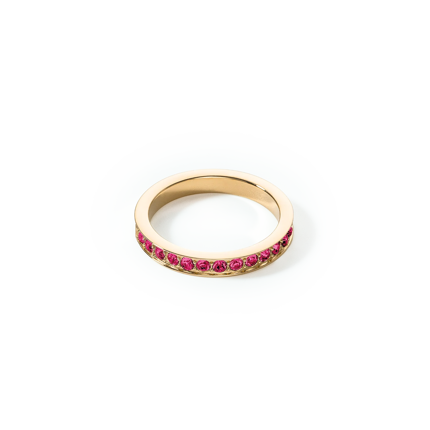 Ring stainless steel & crystals gold pink