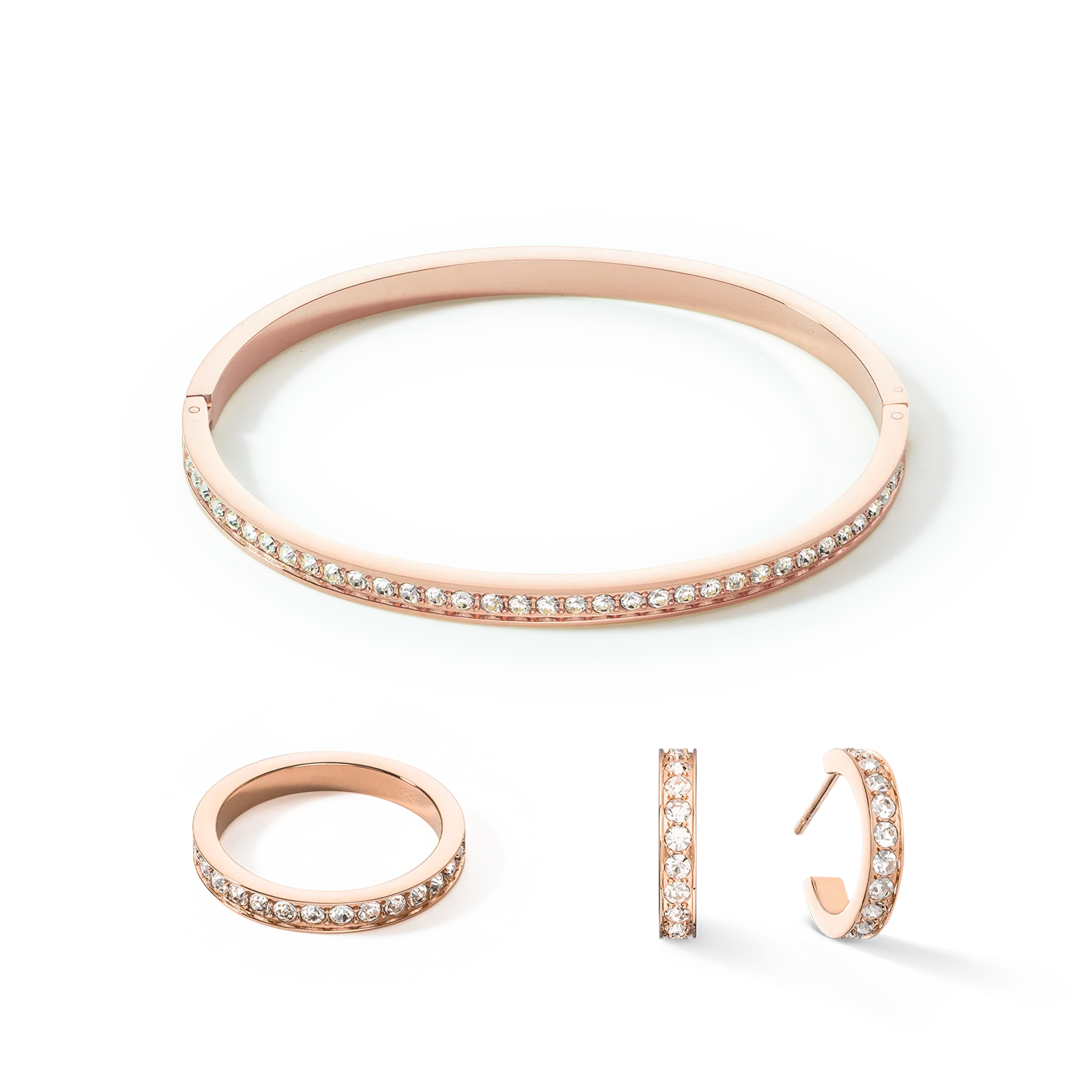 Ring stainless steel & crystals slim rose gold crystal - Image 3