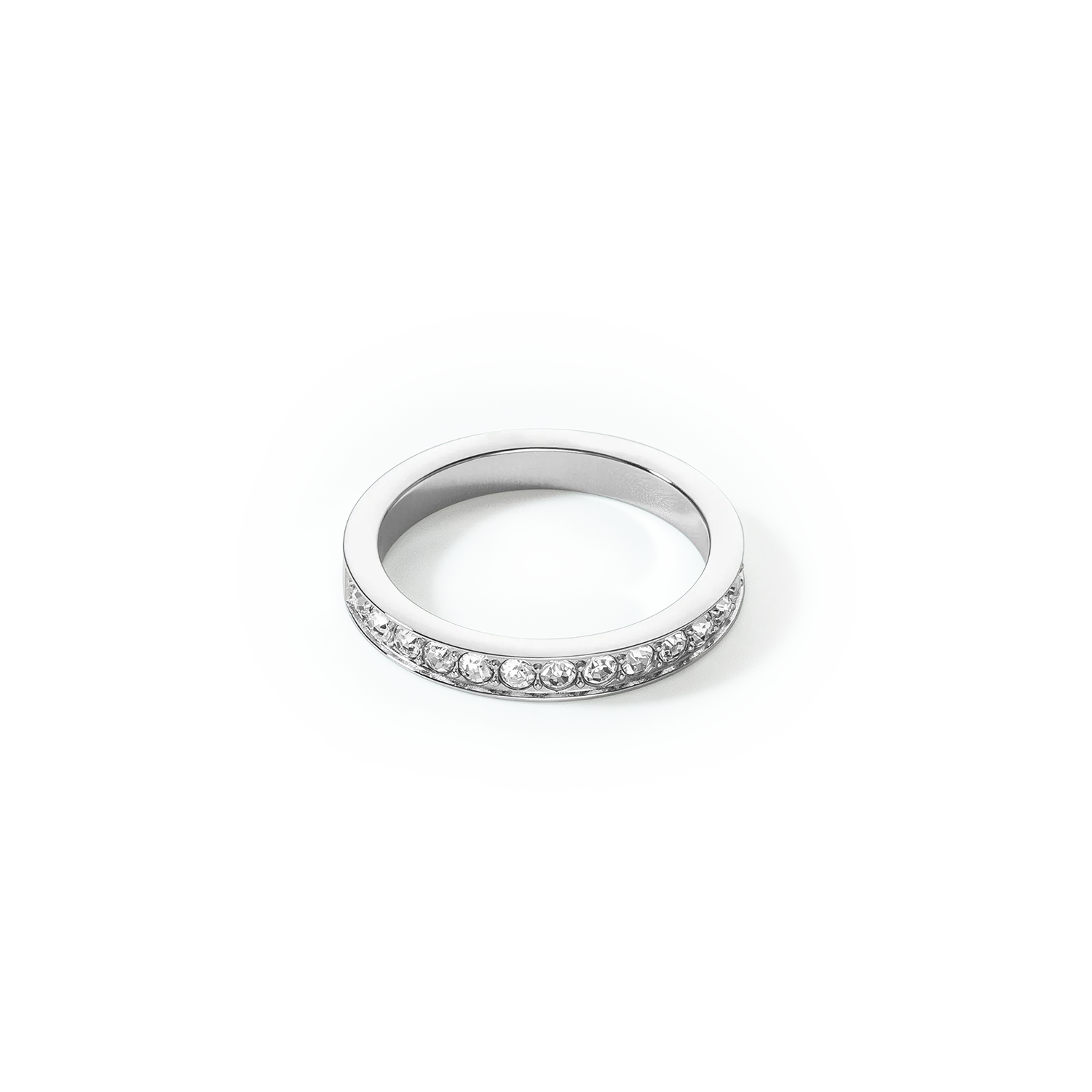 Ring stainless steel & crystals slim silver crystal