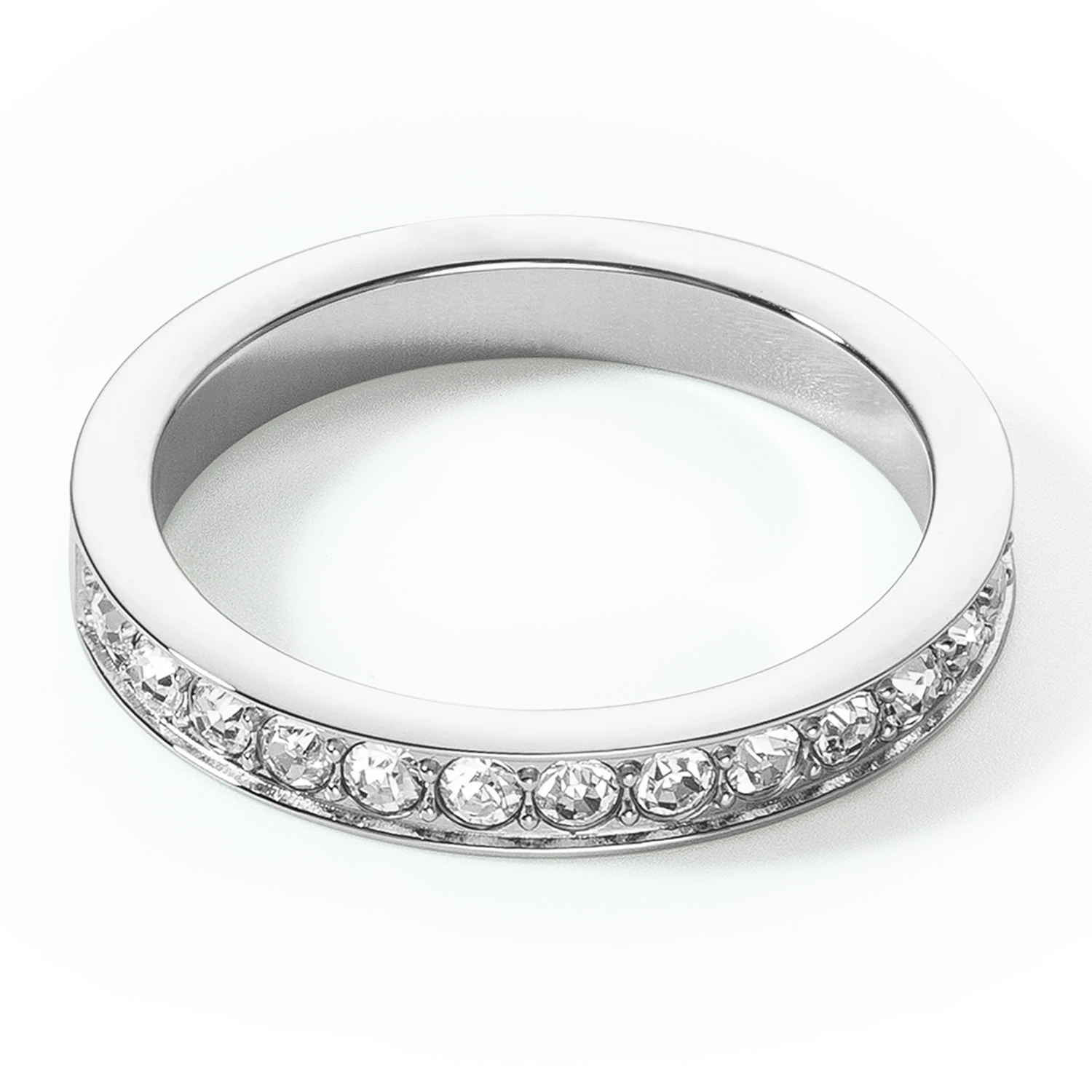 Ring stainless steel & crystals slim silver crystal - Image 2