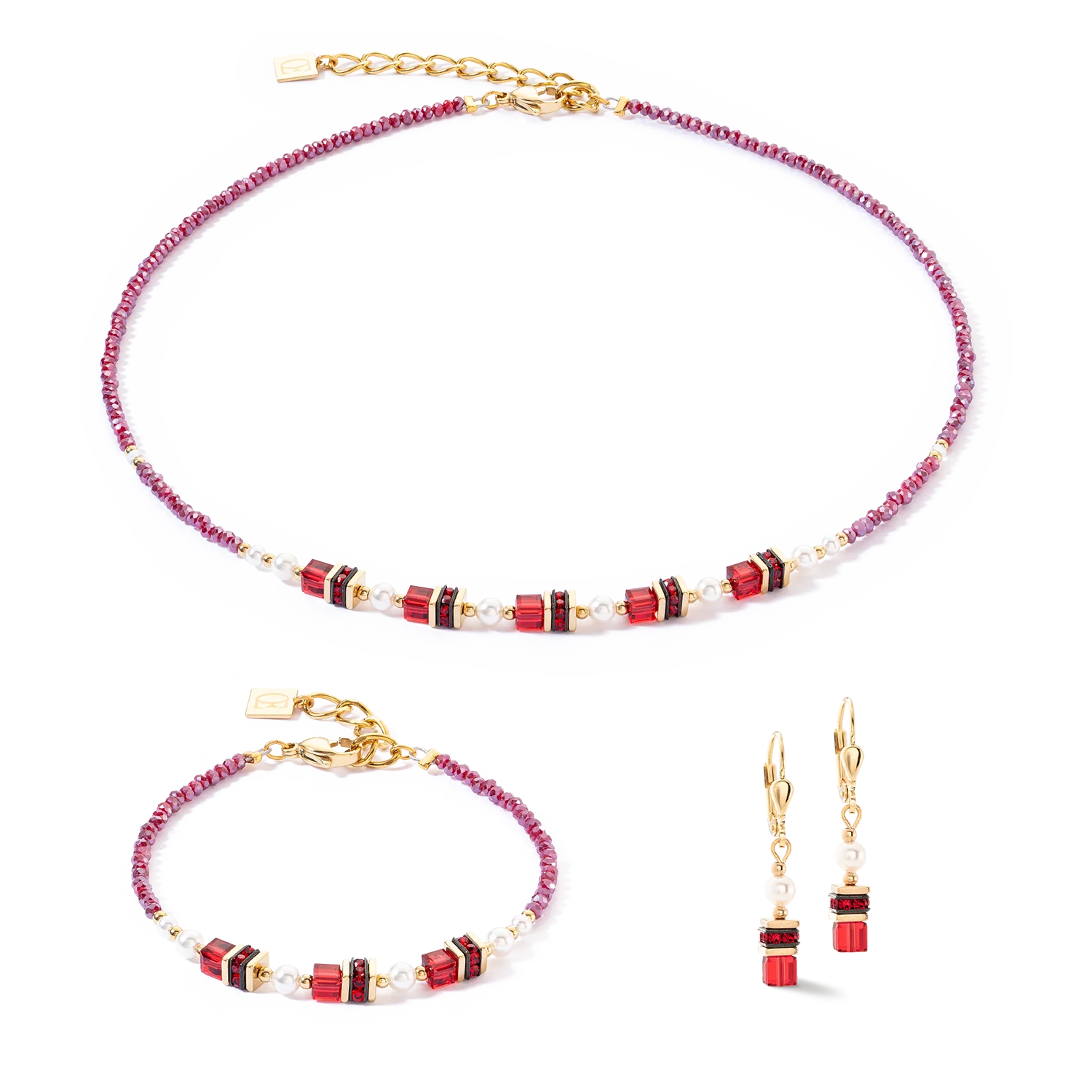 Sparkling Princess earrings gold-red - Image 3