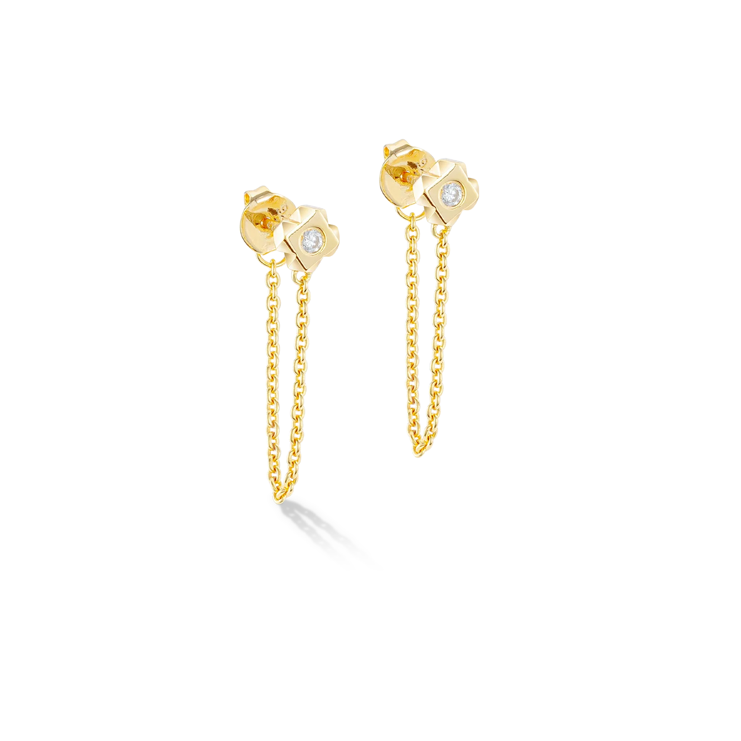 STATEMENT Collection Sparkling Spike Chain earrings 6 mm gold - Image 2