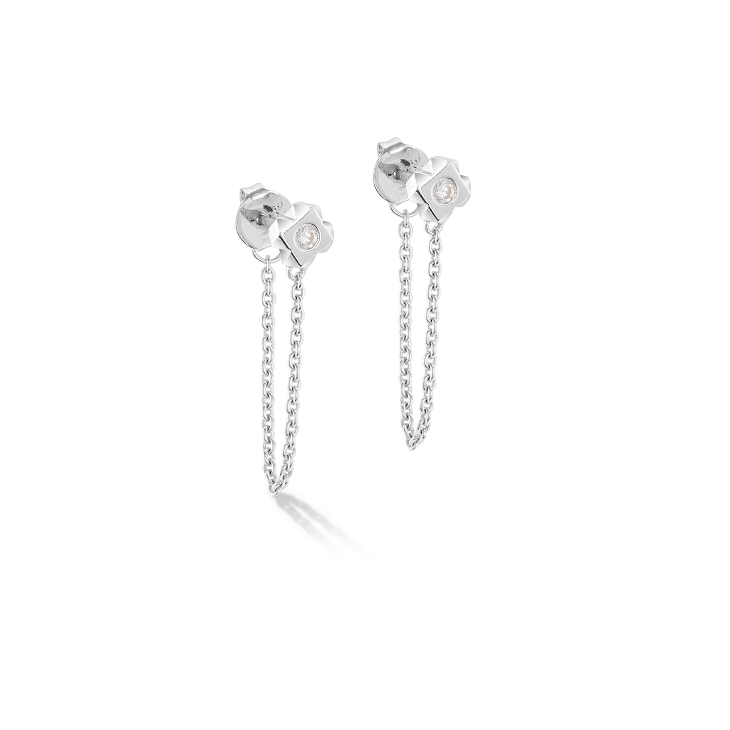 STATEMENT Collection Sparkling Spike Chain earrings 6 mm silver - Image 2