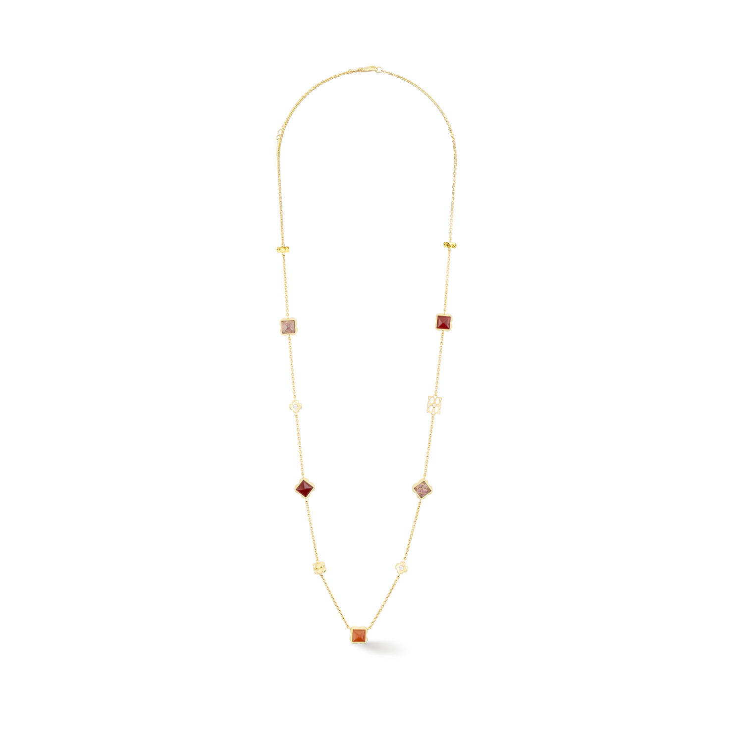 STATION Collection necklace long gold-red