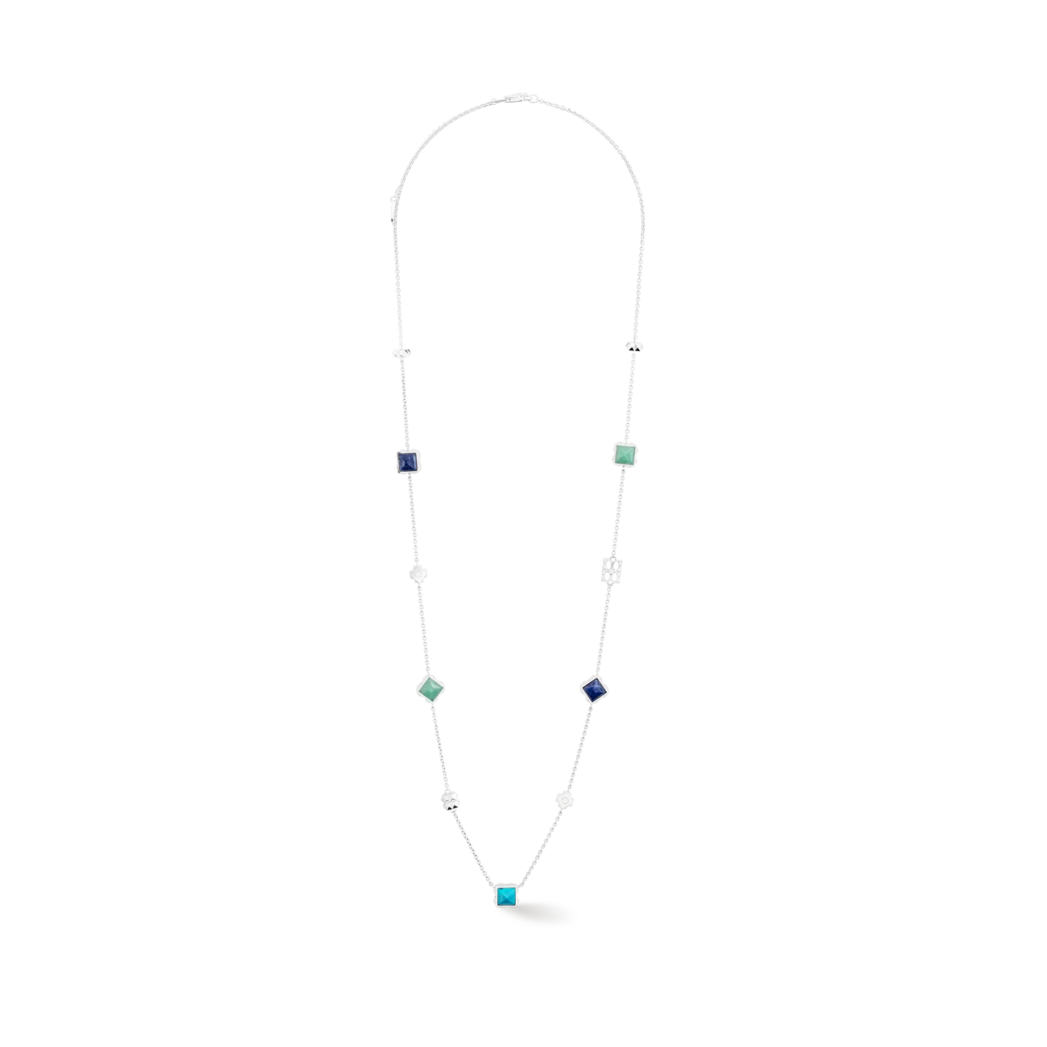 STATION Collection necklace long silver-blue