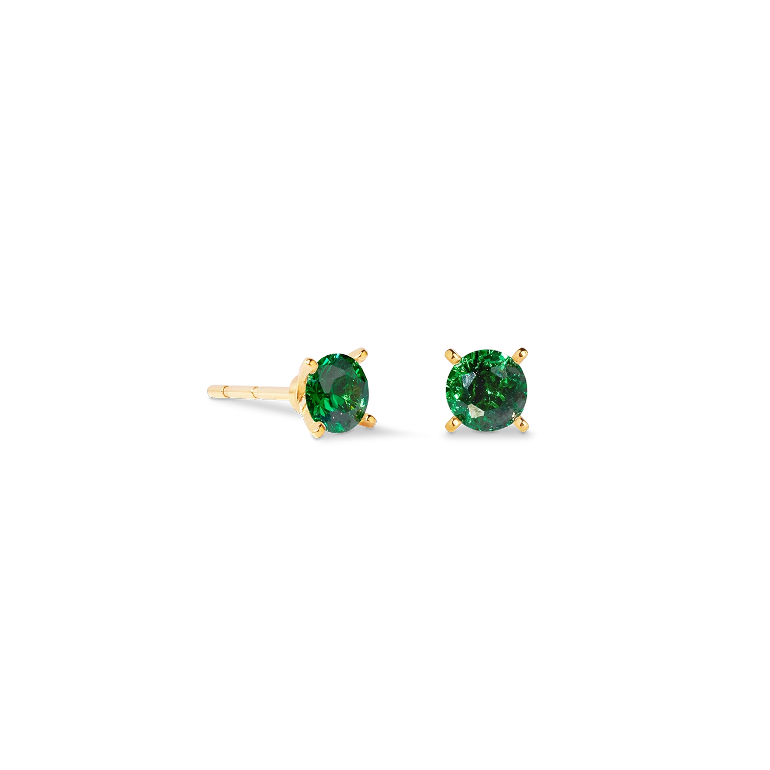 Stud earrings Glam Dot 5 mm gold-dark green