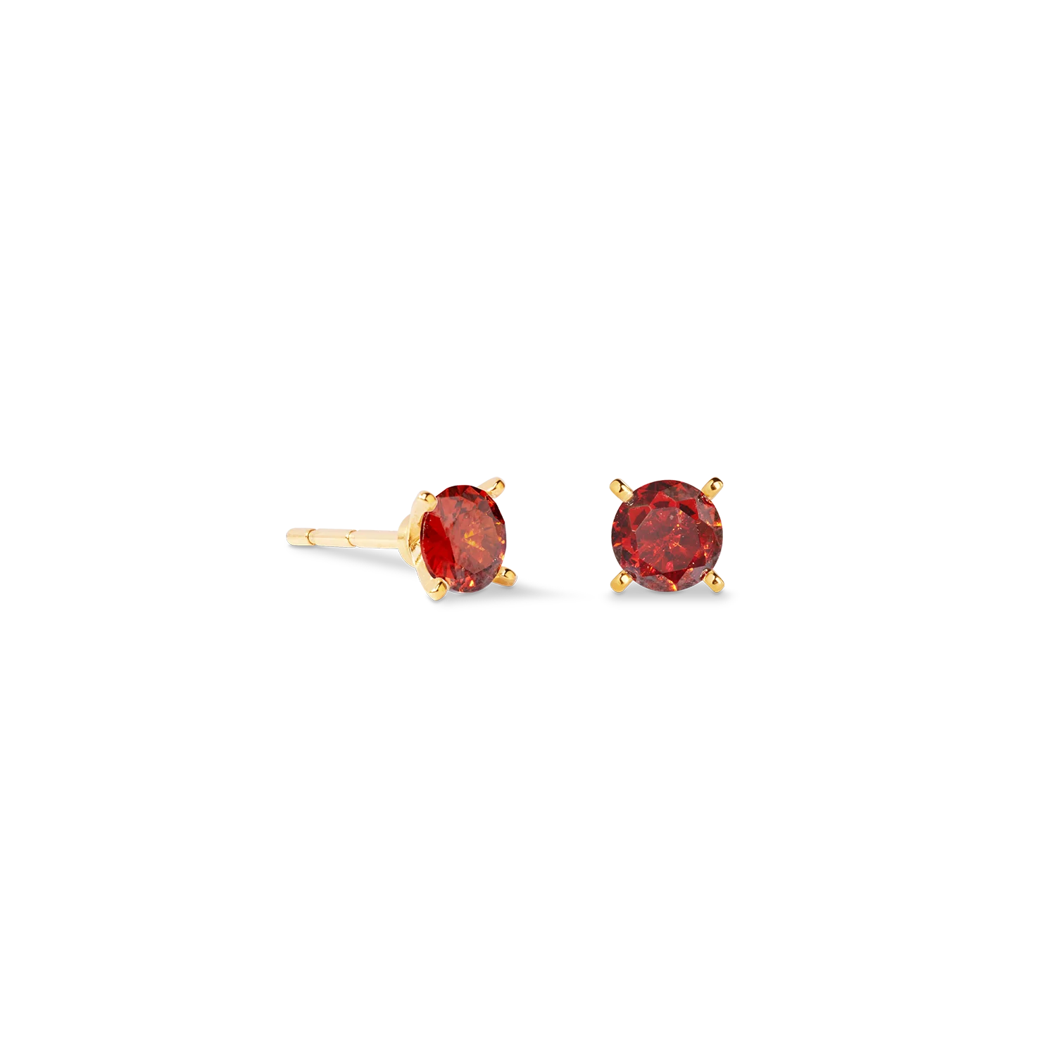 Stud earrings Glam Dot 5 mm gold-red