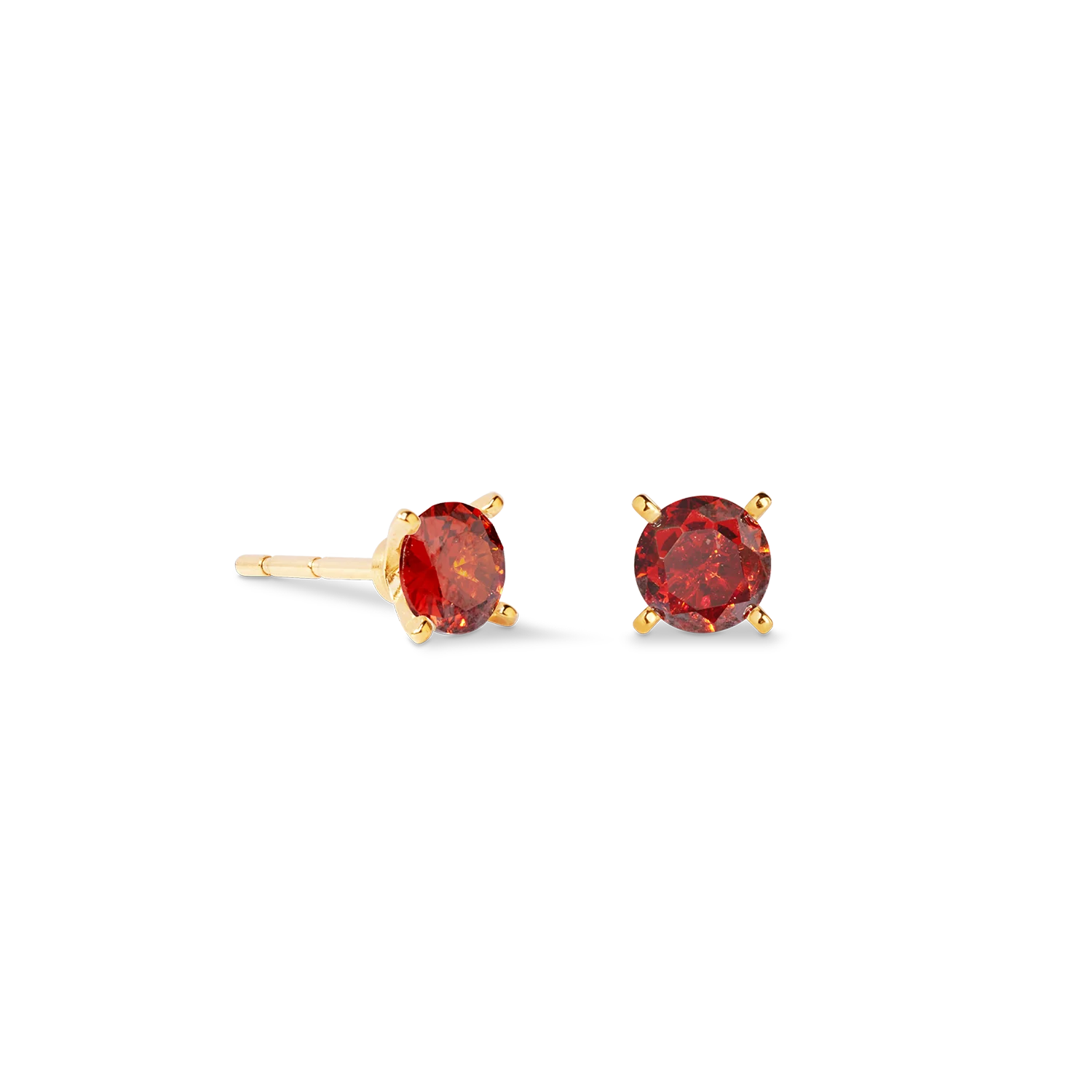 Stud earrings Glam Dot 5 mm gold-red - Image 2