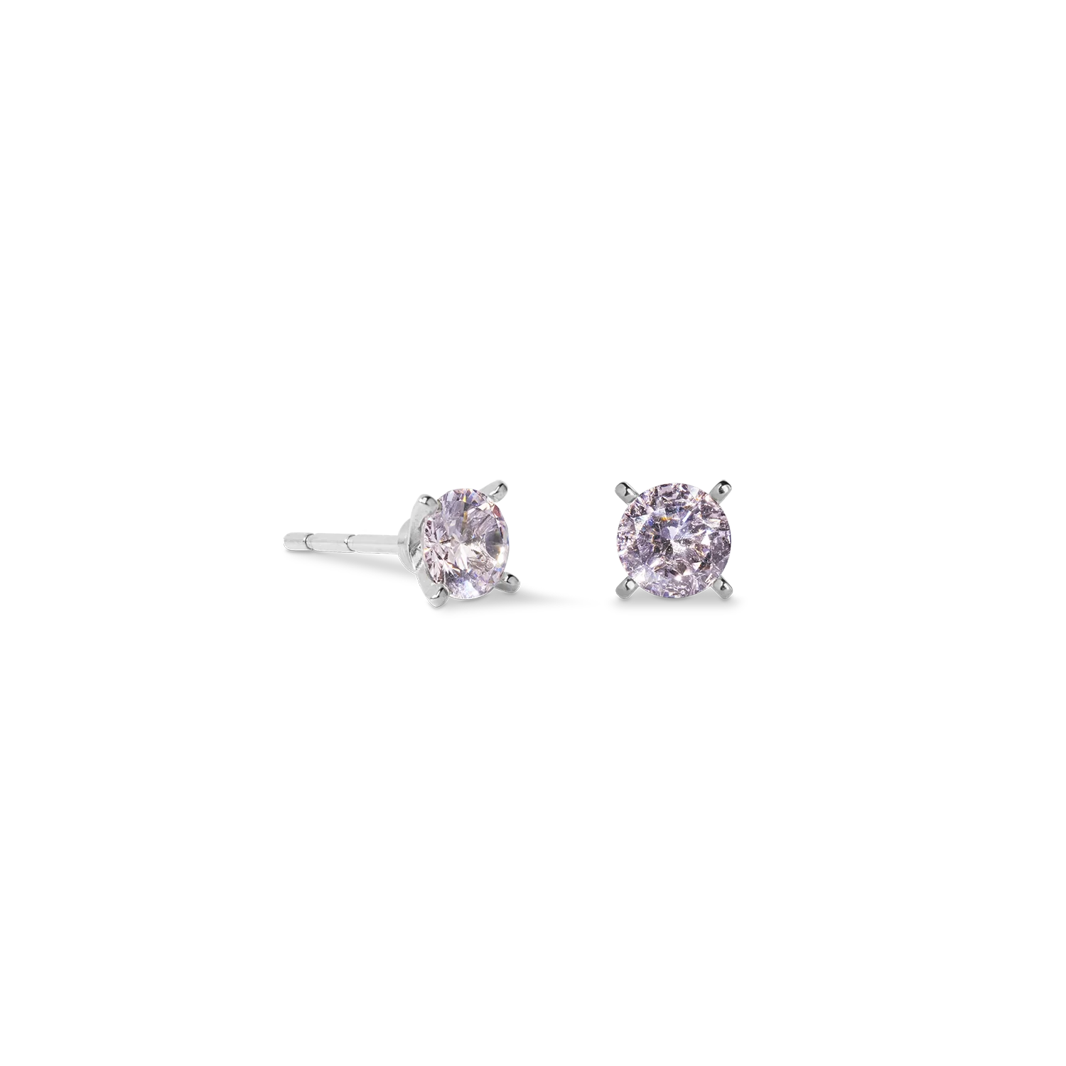Stud earrings Glam Dot 5 mm silver-pink