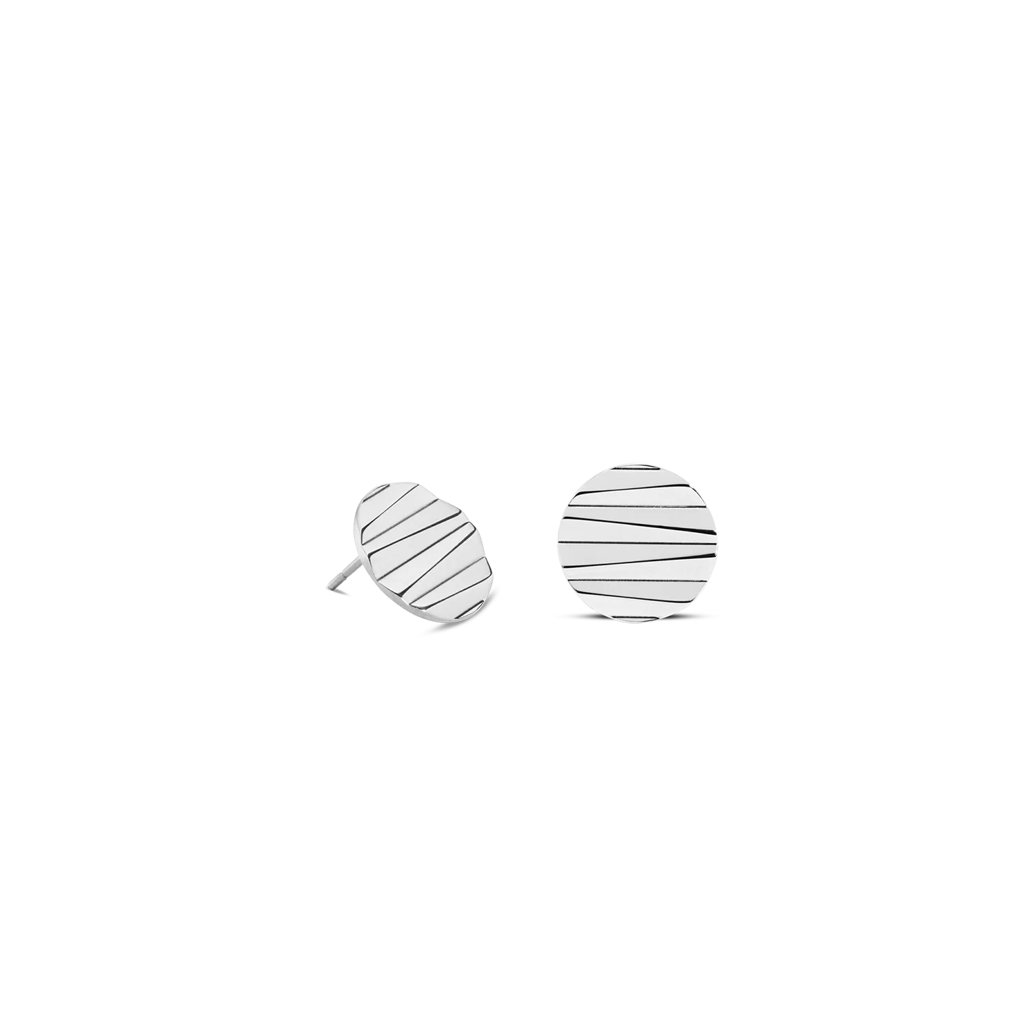 Stud earrings Round Wave Silber