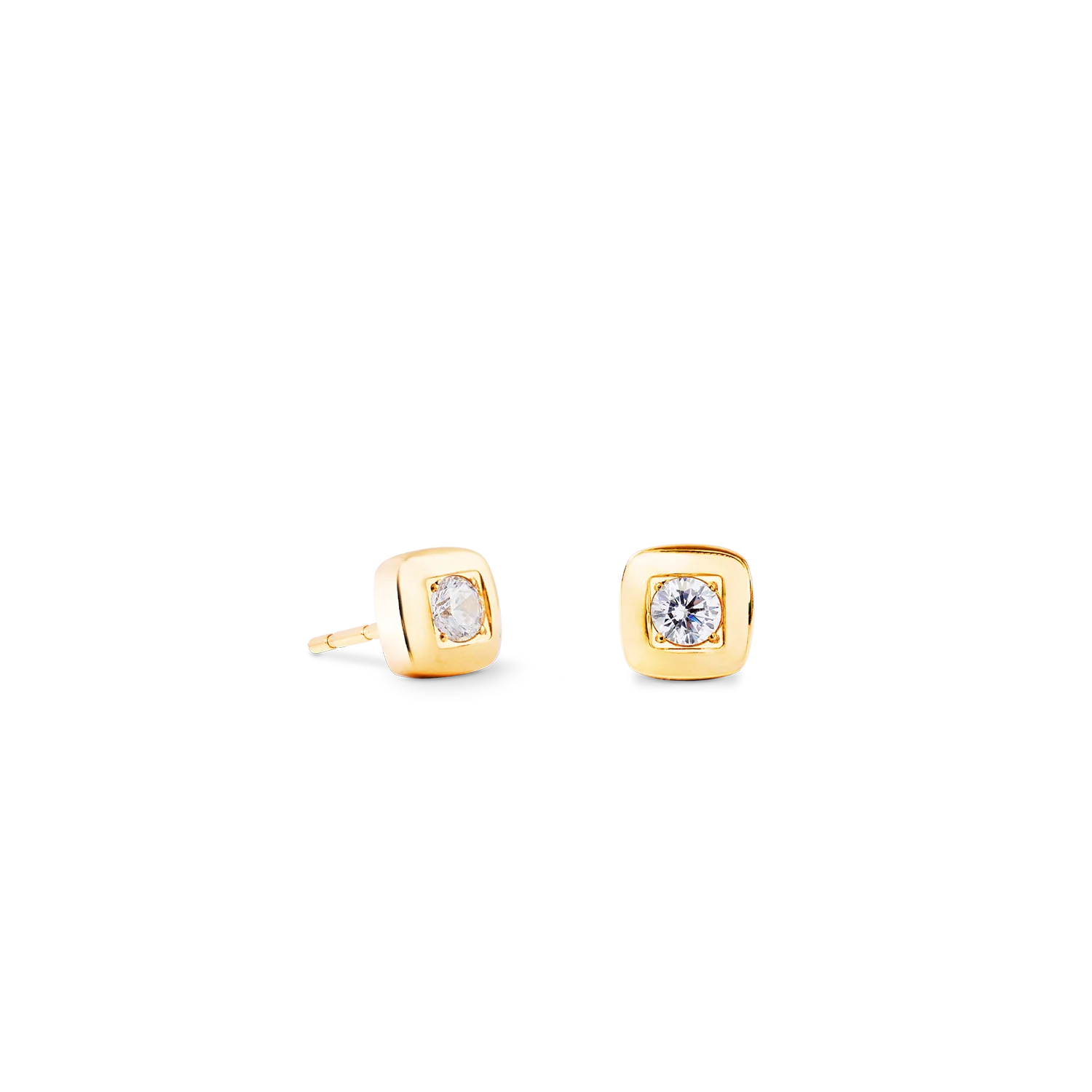 Stud earrings Small Soft Cube Glow gold