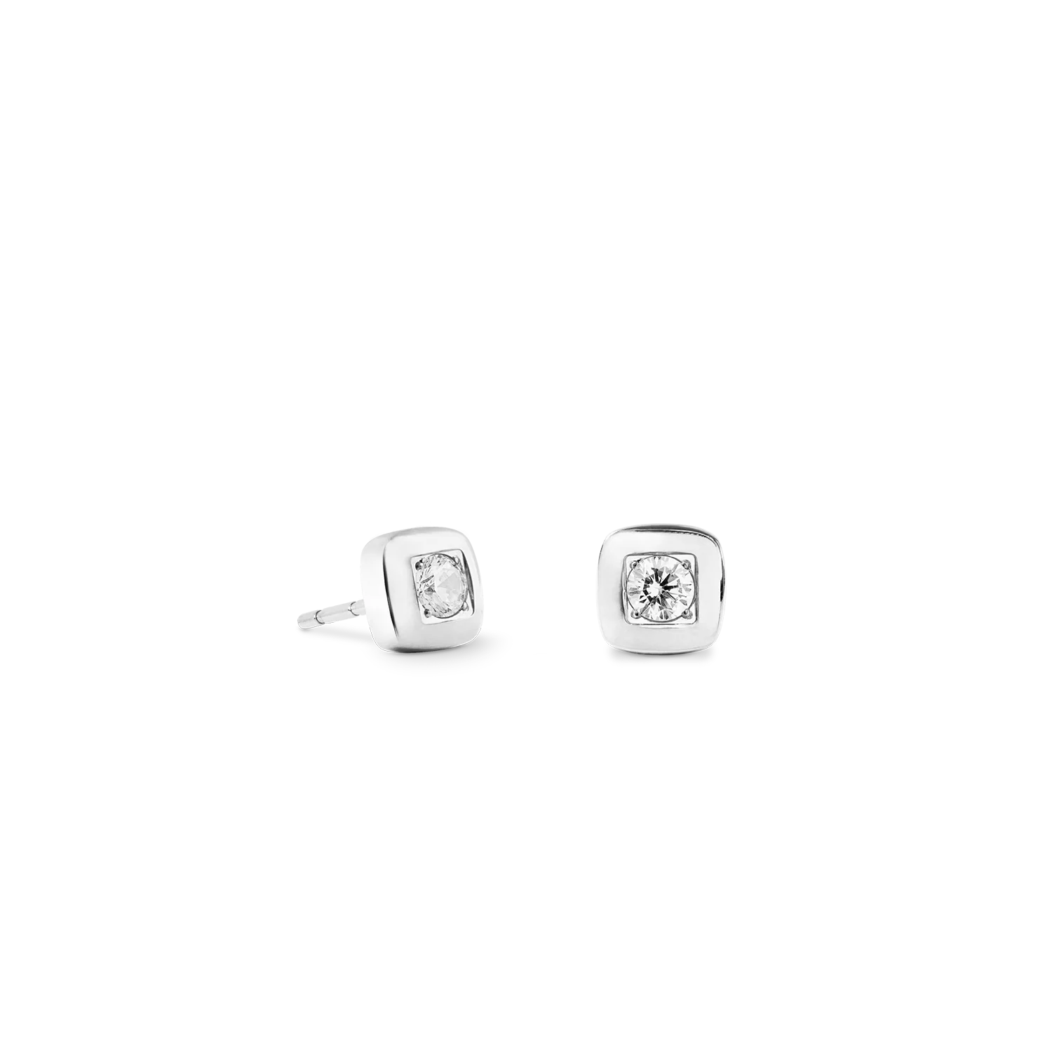 Stud earrings Small Soft Cube Glow silver