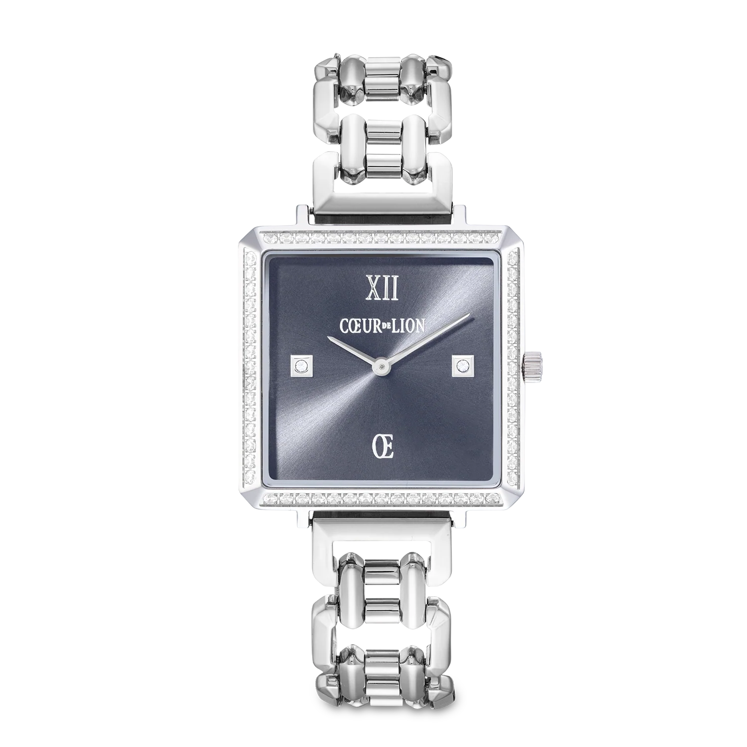 Watch Iconic Cube Sparkling Anthracite Attraction Statement Silver