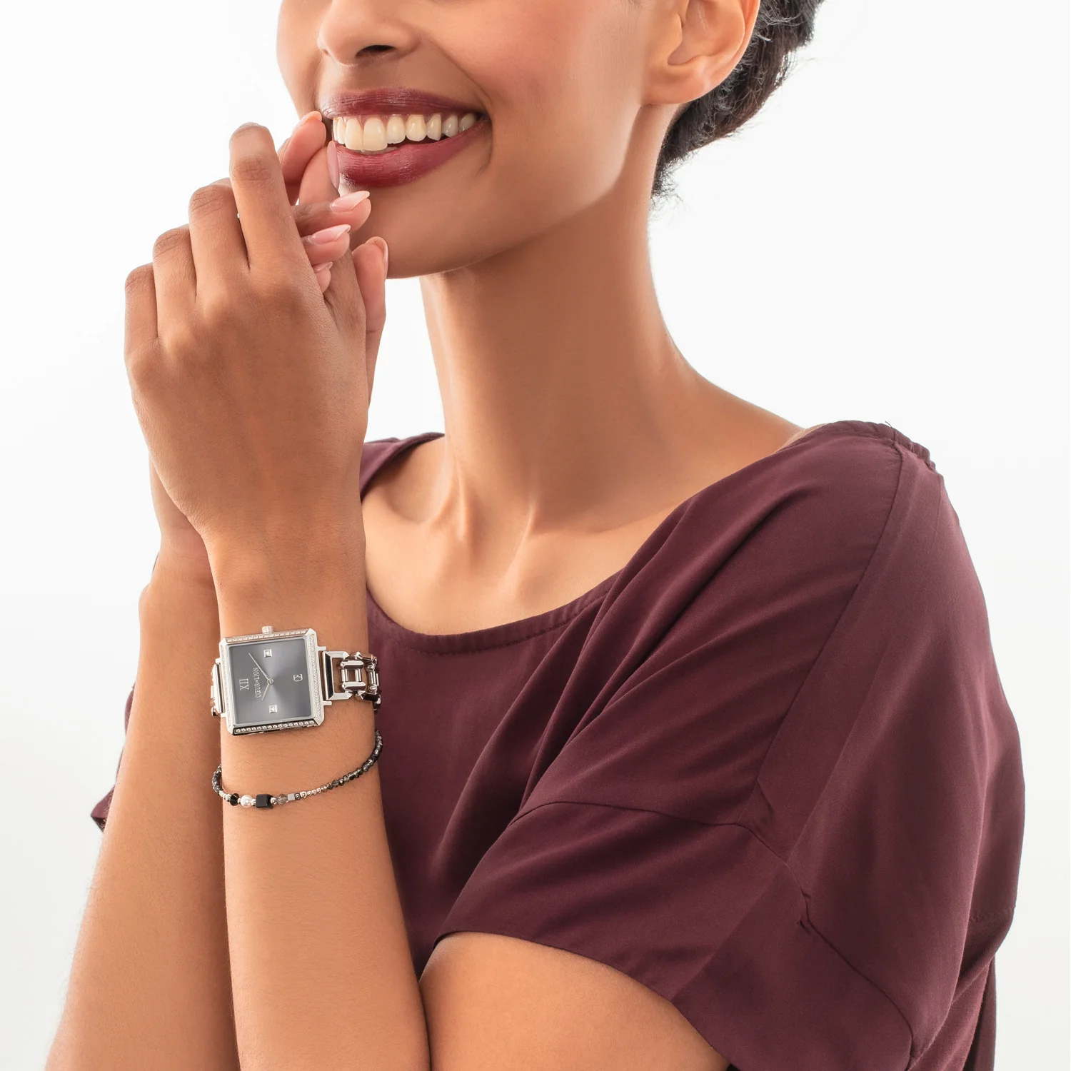 Watch Iconic Cube Sparkling Anthracite Attraction Statement Silver - Image 3