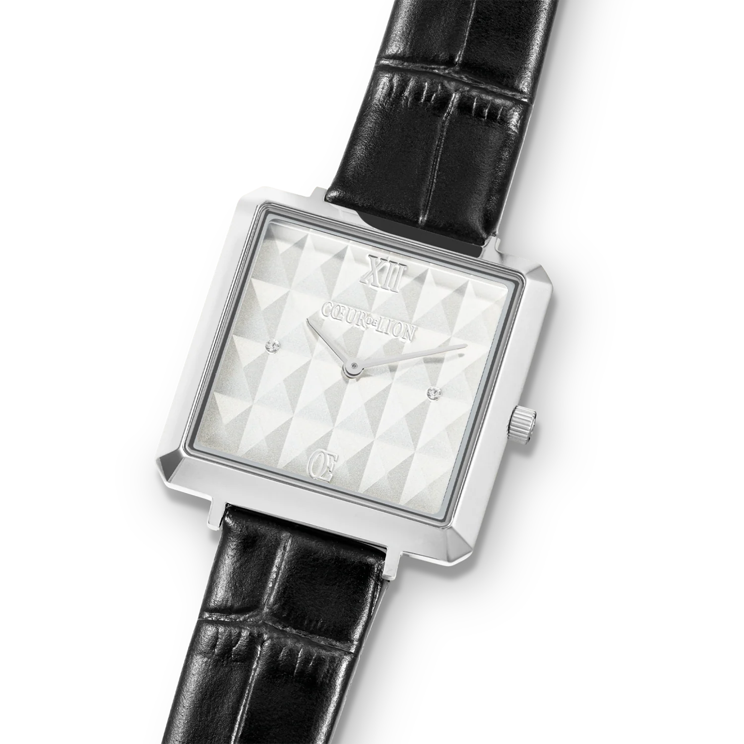 Watch Iconic Cube Spikes Silver Bracelet Leather Black - Image 2