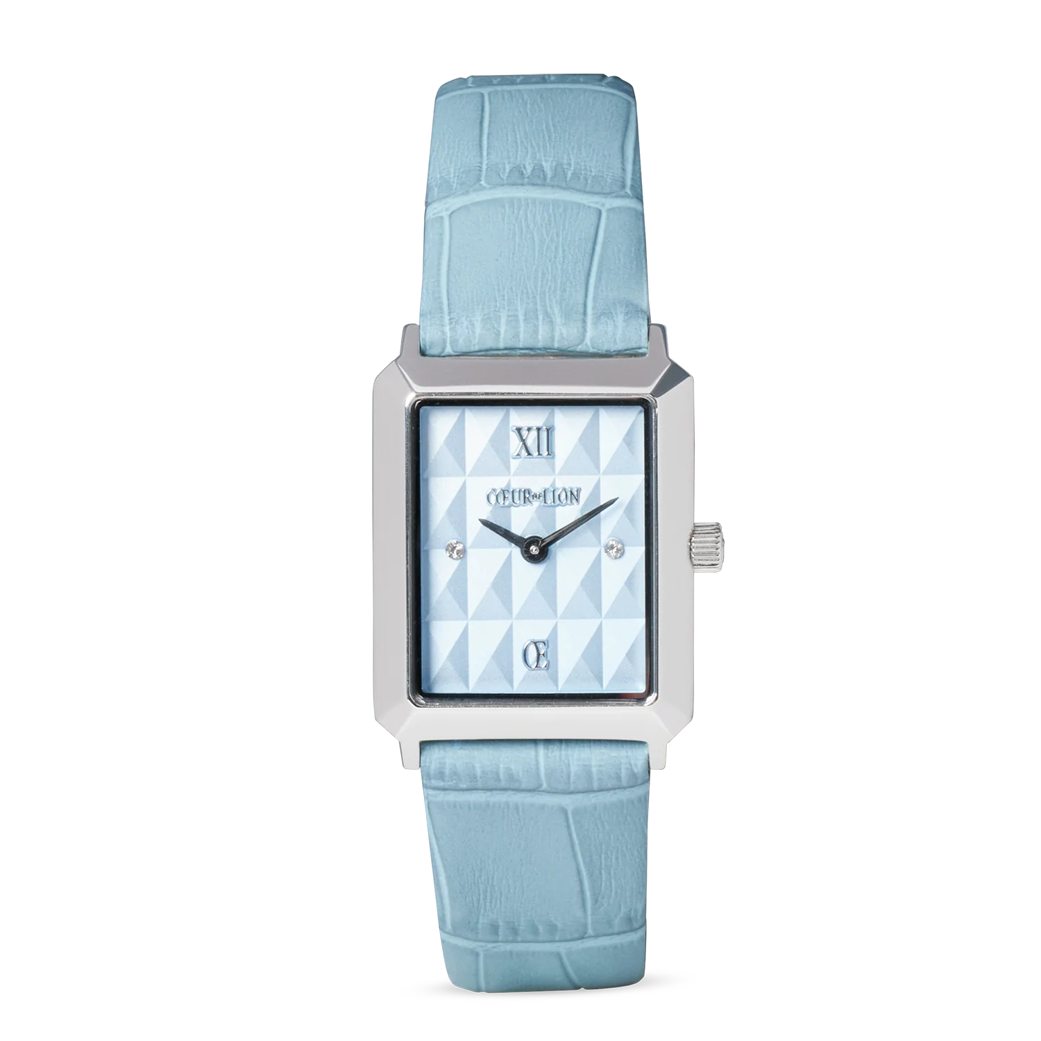 Watch Iconic Spikes Sky Blue Silver Bracelet Leather Light Blue