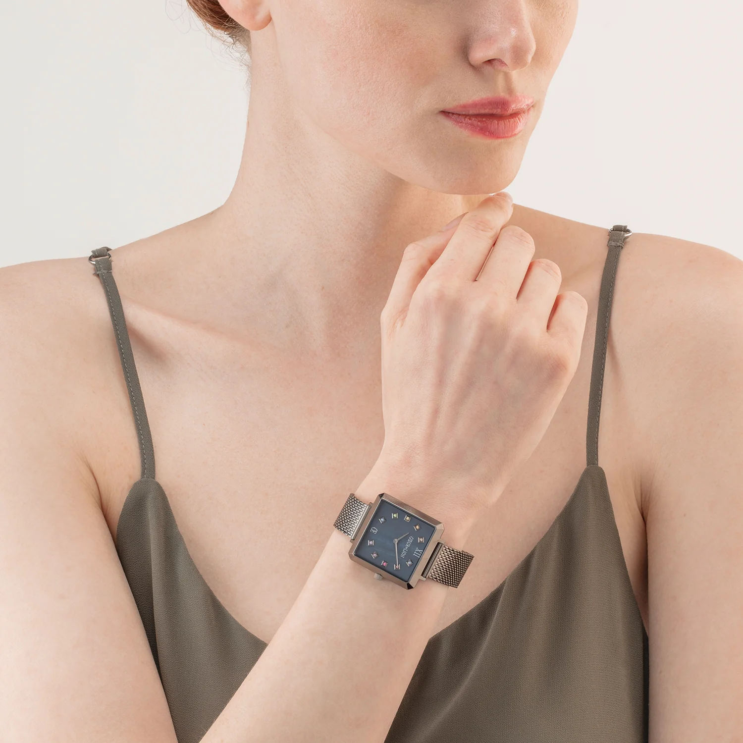 Watch Iconic Square Anthracite Mother-of-Pearl Milanese Stainless Steel Anthracite - Image 3