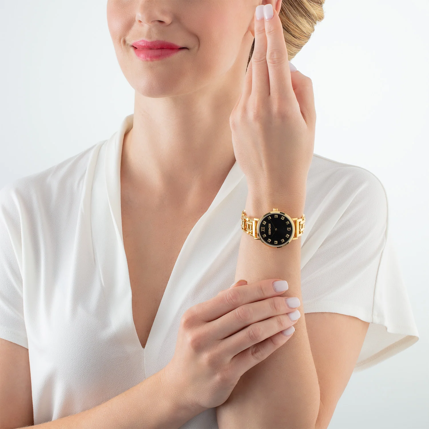 Watch Round Brilliant Glamourous Black Statement Gold - Image 3