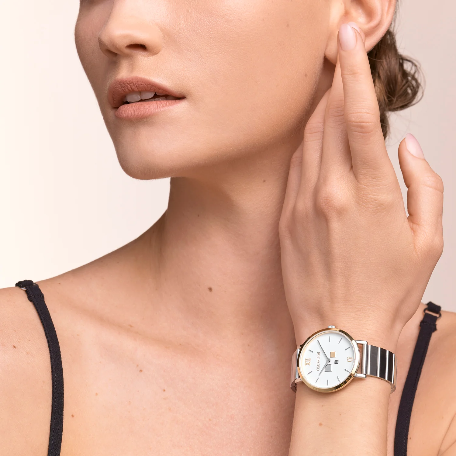 Watch Round Brilliant White Bicolor Stainless Steel Silver - Image 3