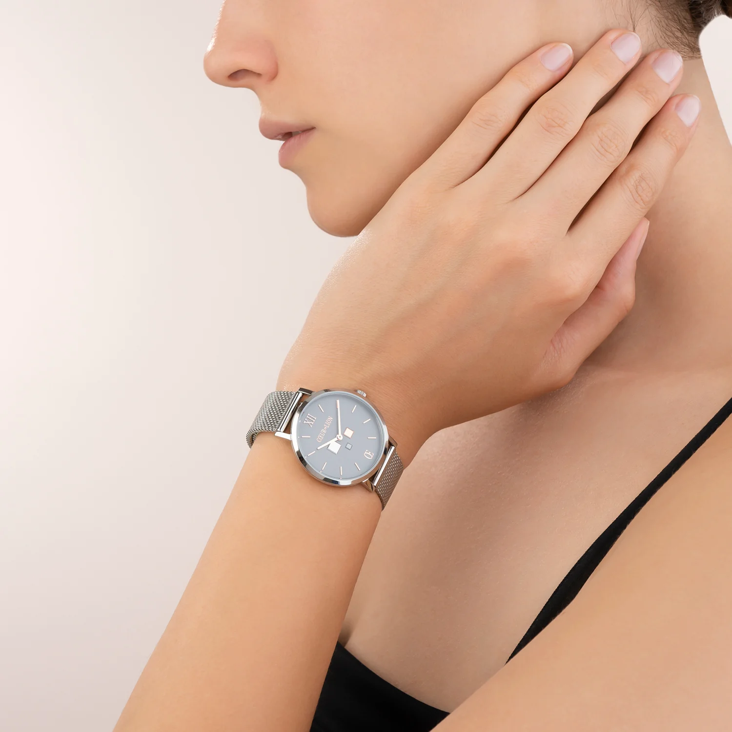 Watch Round Cool Grey Milanese Stainless Steel - Image 3