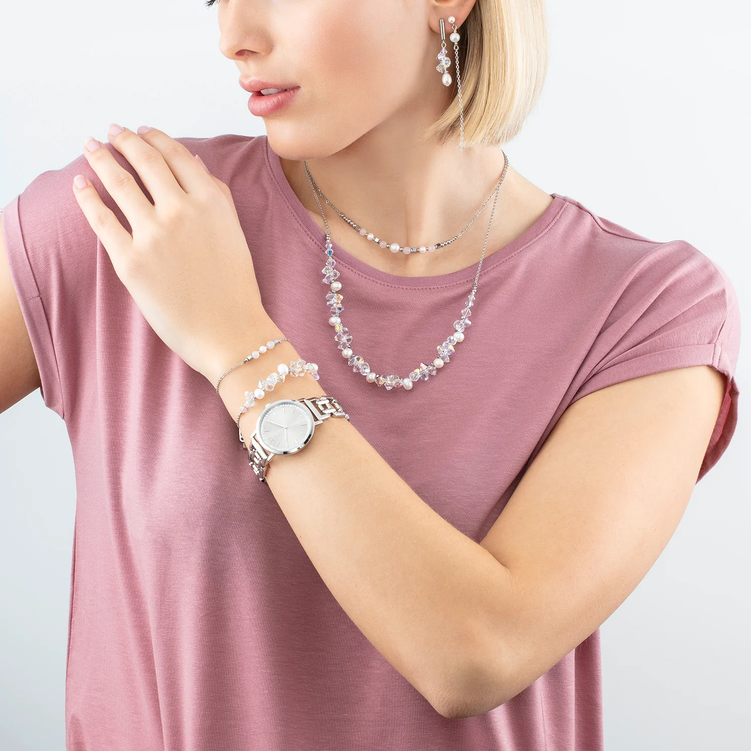 Watch Round Sparkling Graceful Greige Statement Silver - Image 3