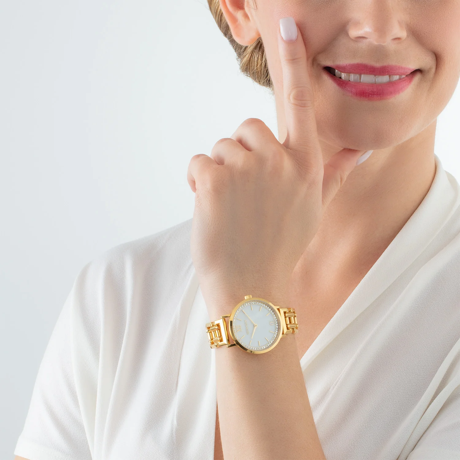 Watch Round Sparkling Mother-of-Pearl Statement - Image 3