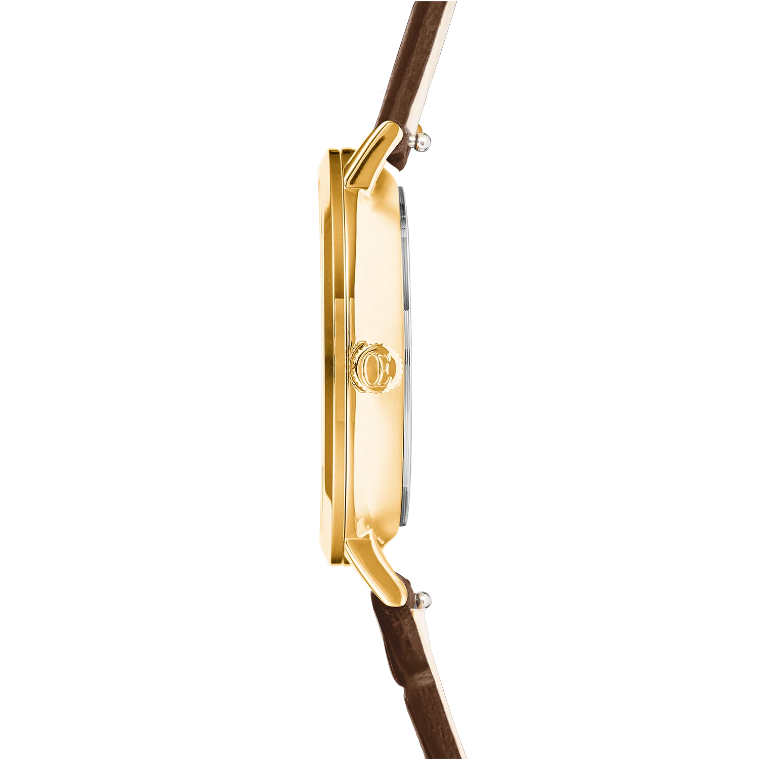 Watch Round Sparkling Sunray Bracelet Leather Brown Gold - Image 4