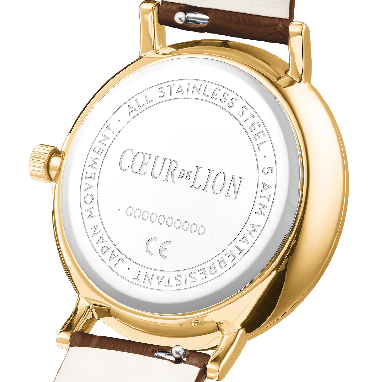 Watch Round Sparkling Sunray Bracelet Leather Brown Gold - Image 7